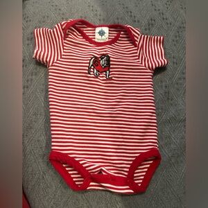 Georgia Bulldog Red and White Striped Kids Bodysuit